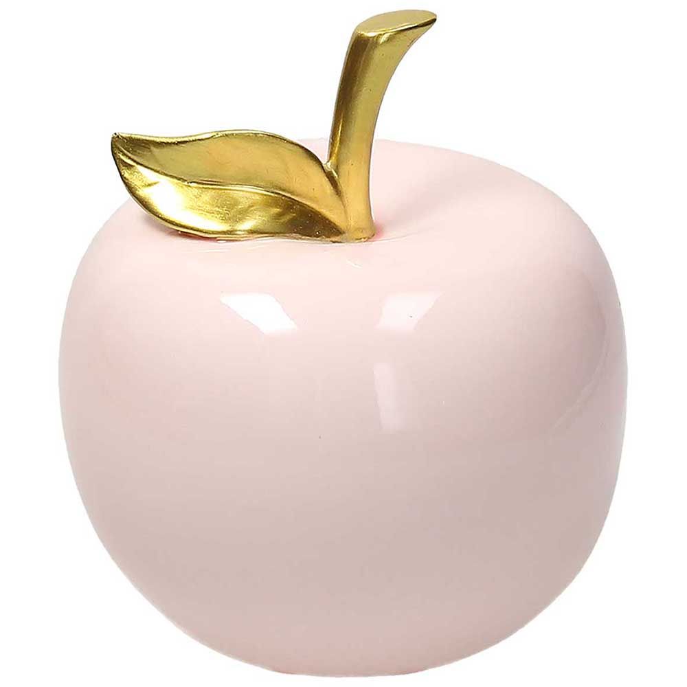 Mela decorativa, Linea Home decor apple, colore rosa e oro, H. 12 cm. Tognana