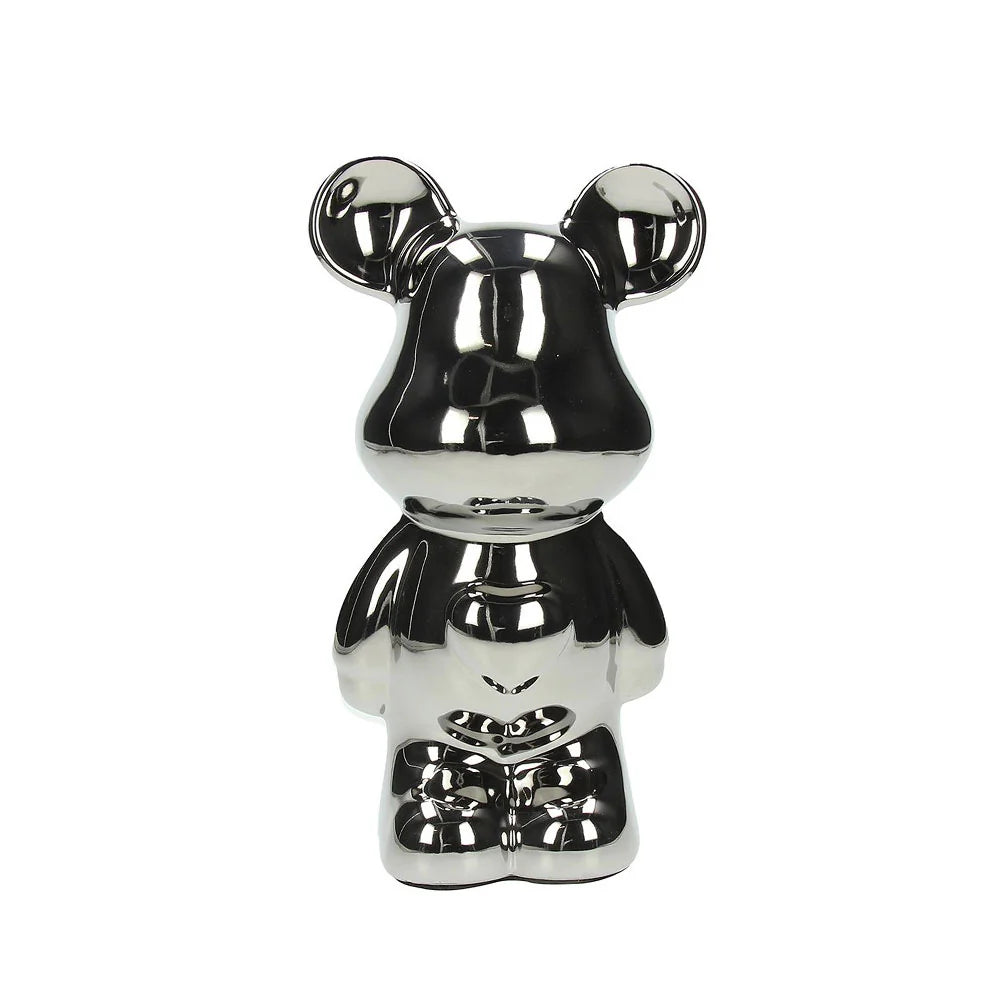 Orso salvadanaio, colore argento, H.27cm. Tognana