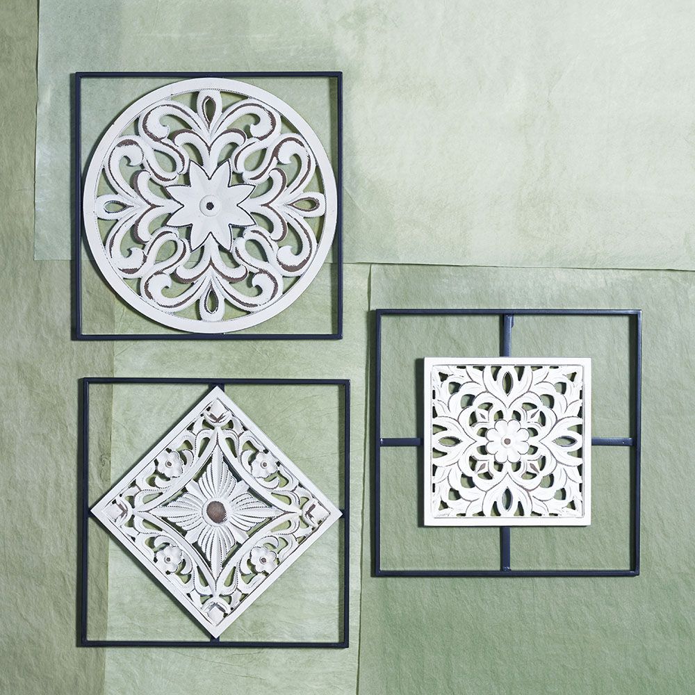 Quadro con Interno Rombo in legno, Con Cornice, 39x39. Tognana