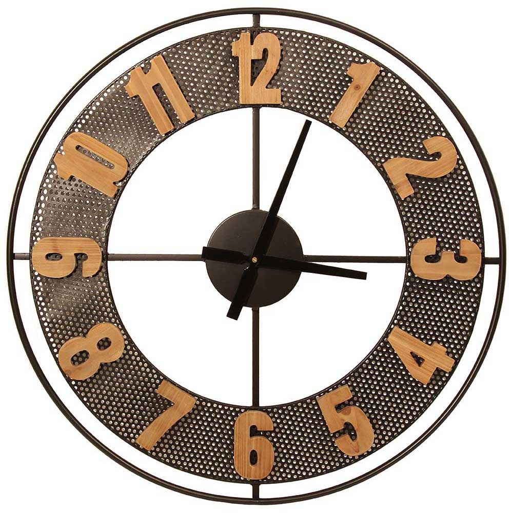 Orologio Rotondo, in Metallo, colore nero/legno. Tognana