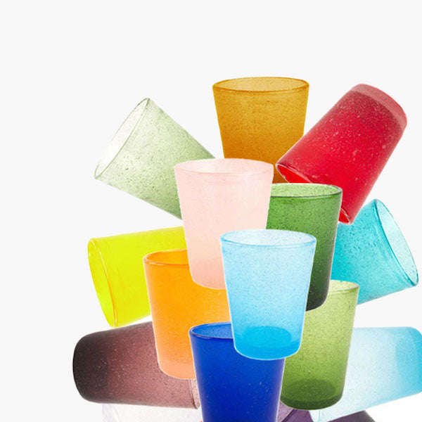 Bicchiere acqua "Memento" in vetro, colore petrolio, set 6 pz. Serafino Zani