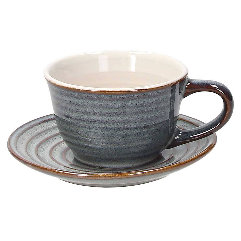 Tazza caffè con piattino, ceramica avio, set 6pz. Tognana