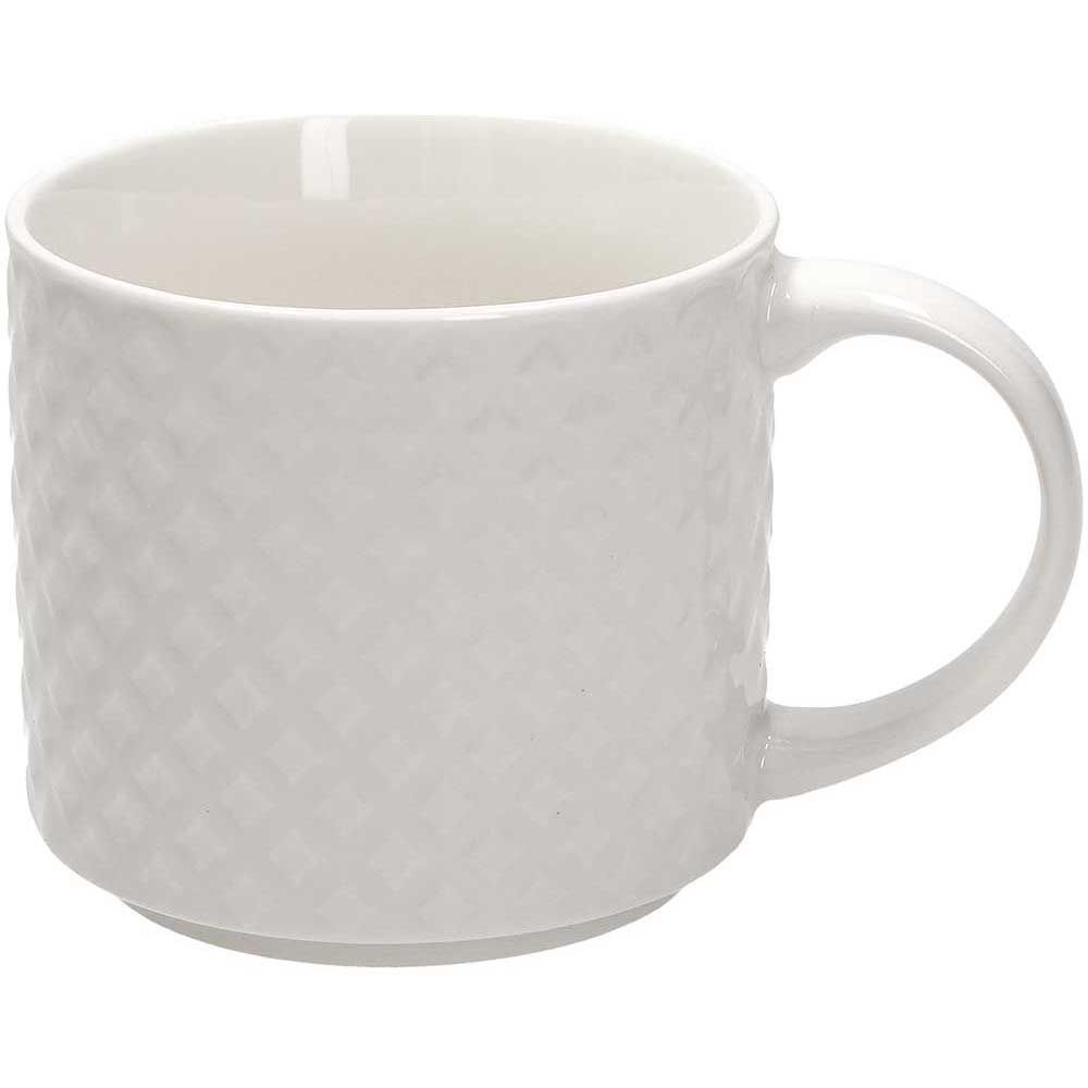 Mug Rhombus Relief, Linea New Milk&amp;coffee, porcellana, colore bianco. Tognana