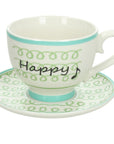 Tazza con piatto, misura jumbo, Happy, colore verde. Tognana