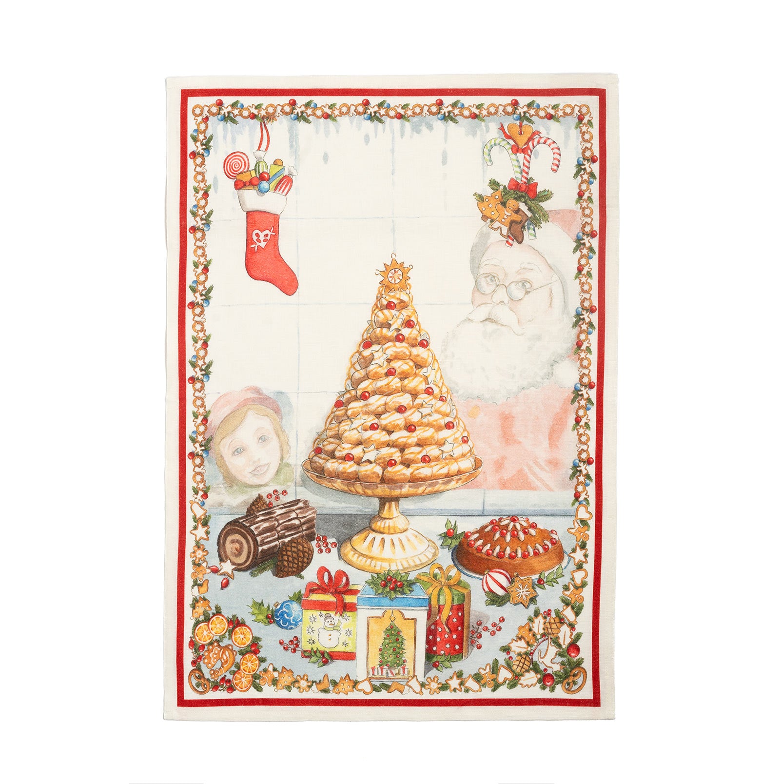 Canovaccio natalizio Noel Gourmand croqe 50x70 cm., lino. Tessitura Toscana Telerie