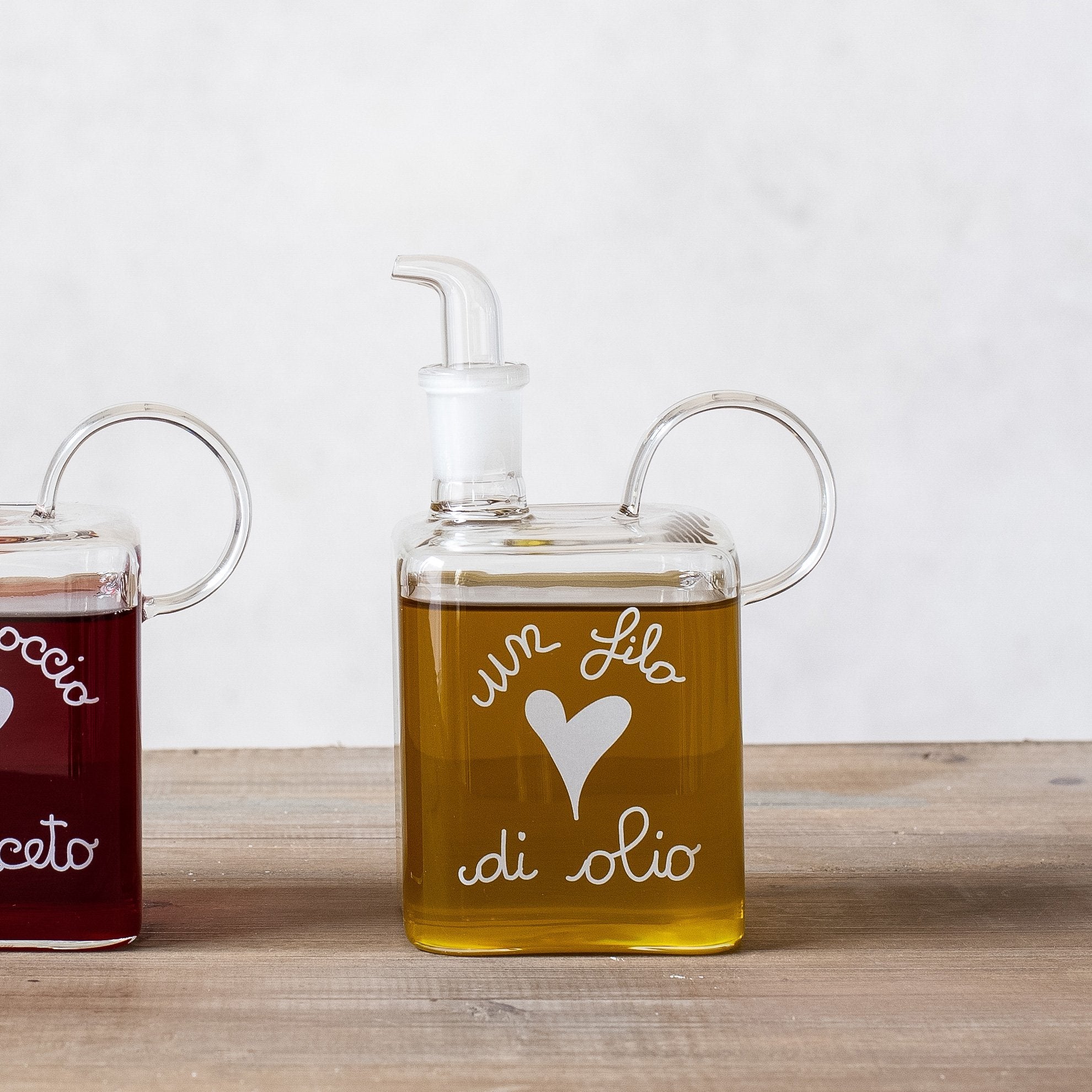 Bottiglia olio in vetro borosilicato decoro "Un filo di olio". Simple day
