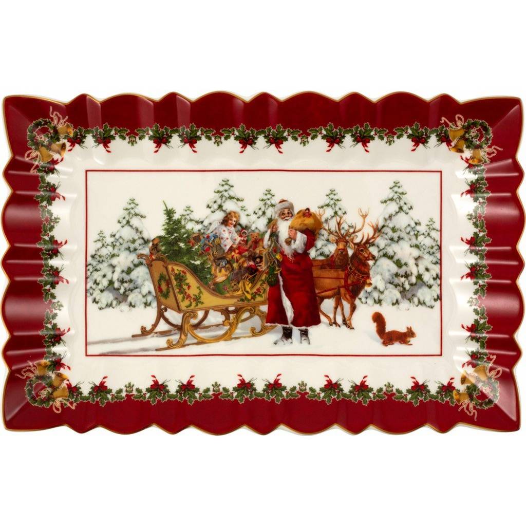 Piatto torta rettangolare Babbo Natale con slitta Villeroy &amp; Boch linea Toy's fantasy