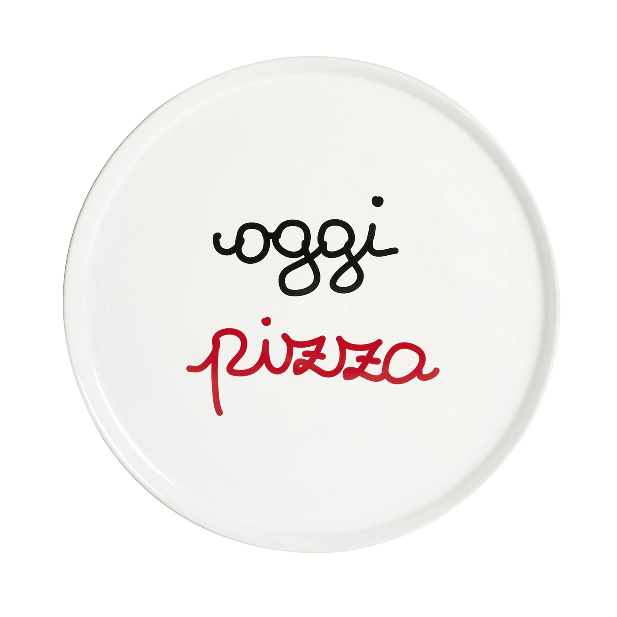 Piatto pizza in ceramica decoro &quot;Oggi pizza&quot;. Simple day
