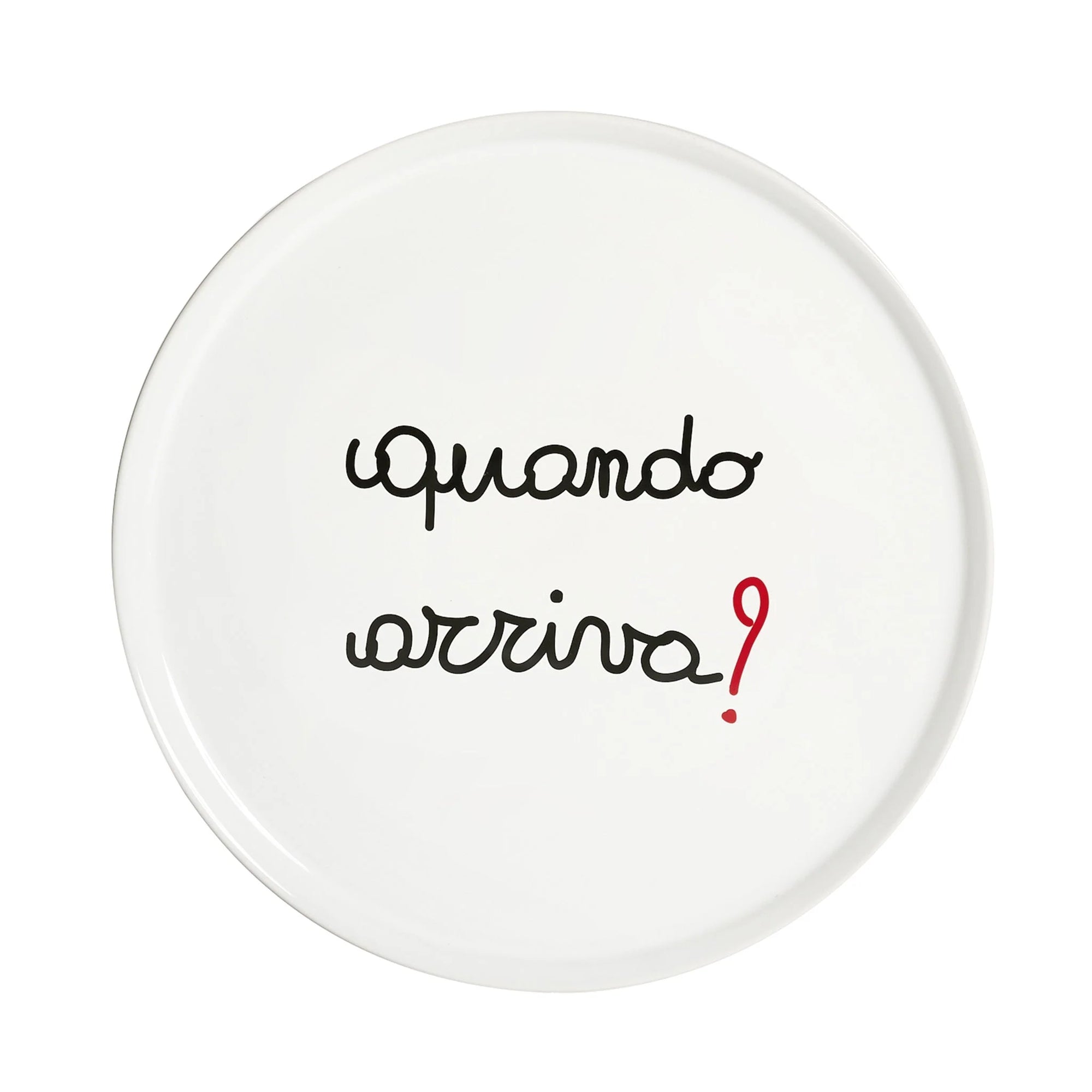 Piatto pizza in ceramica decoro "Quando arriva?". Simple day