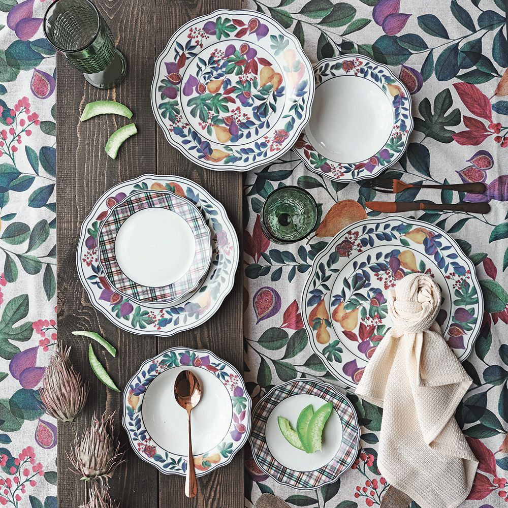 Tovaglia da tavola disegno frutta autunno, Linea Ophera, 150x300cm. Tognana