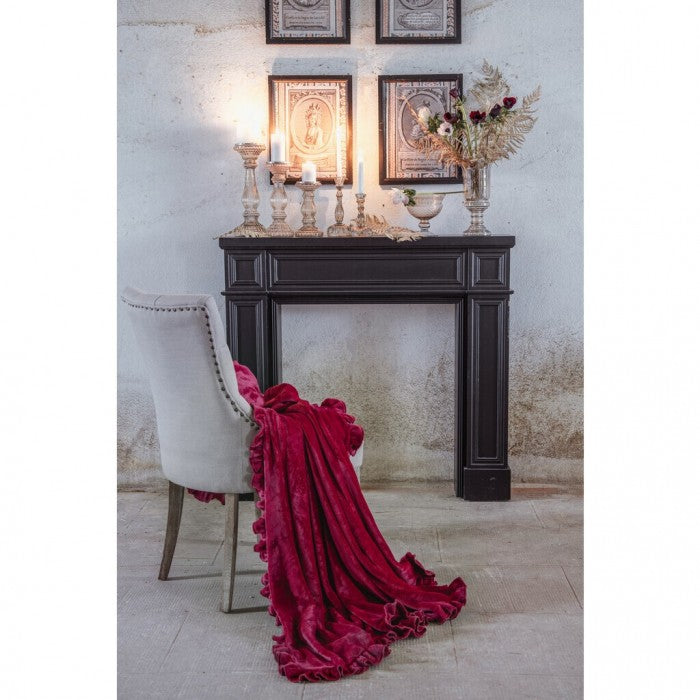 Plaid con gala bordeaux Serie Romantic Frill. Blanc Mariclò
