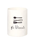 Portamestoli e posate bianco con decoro "Gli Utensili". Simple day