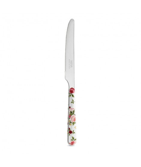 Coltello Linea ROSES acciaio inossidabile, con manico rose rosa e gialle. Neva Posate