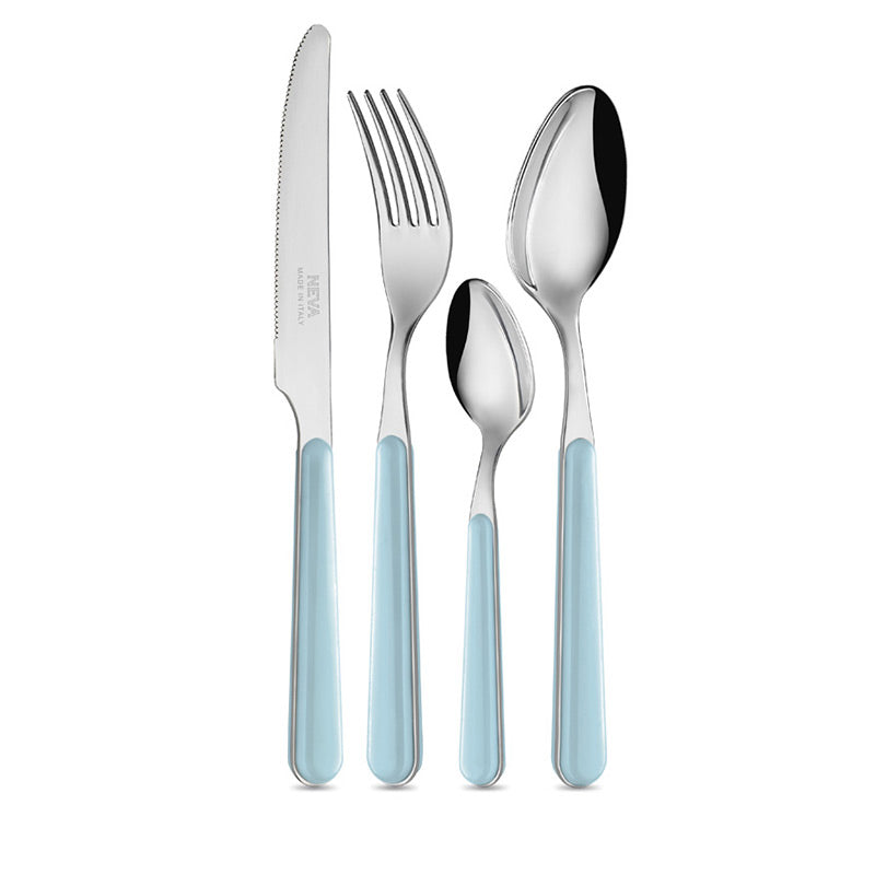Forchetta Linea BISTROT acciaio inossidabile, con manico azzurro. Neva Posate