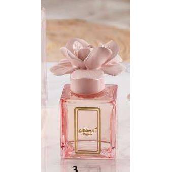 Profumatore 250 ml. con tappo fiore, colore rosa, in porcellana Capodimonte. Melaverde