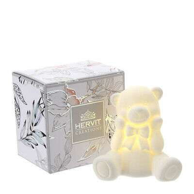 Lampada orsetto, porcellana bianca biscuit. Hervit Creations
