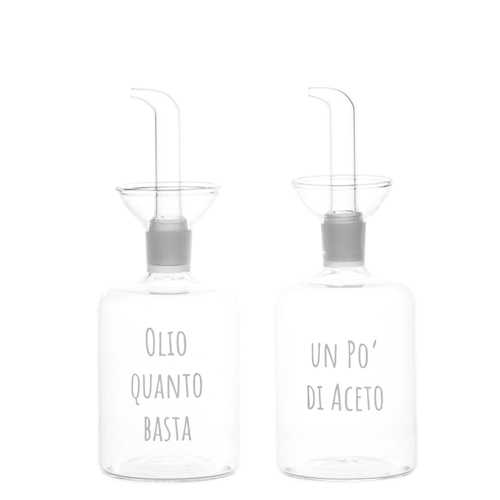 Set 2 bottiglie decoro "Olio quanto basta" e "Un po' di aceto". Simple day
