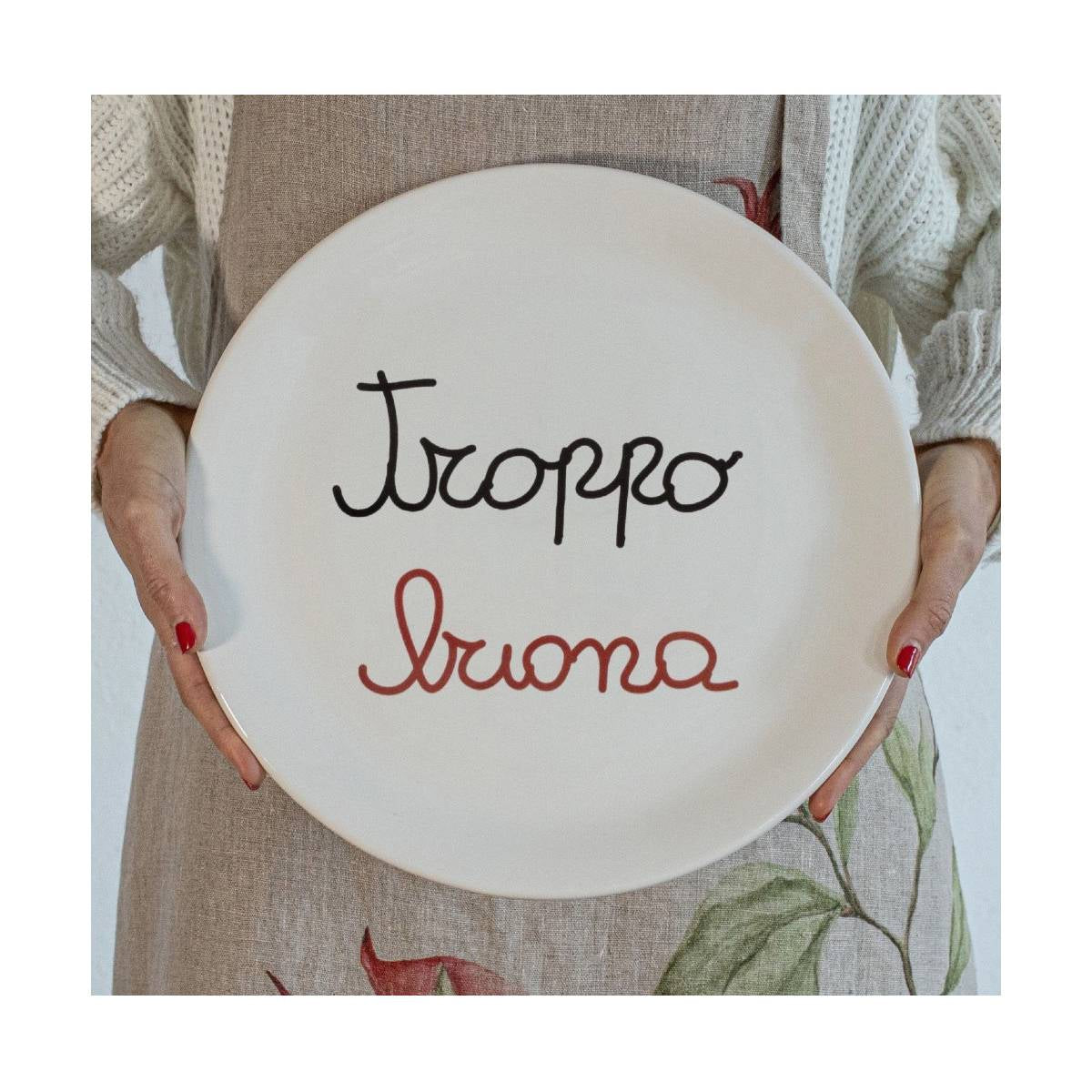Piatto pizza in ceramica decoro "Troppo buona". Simple day