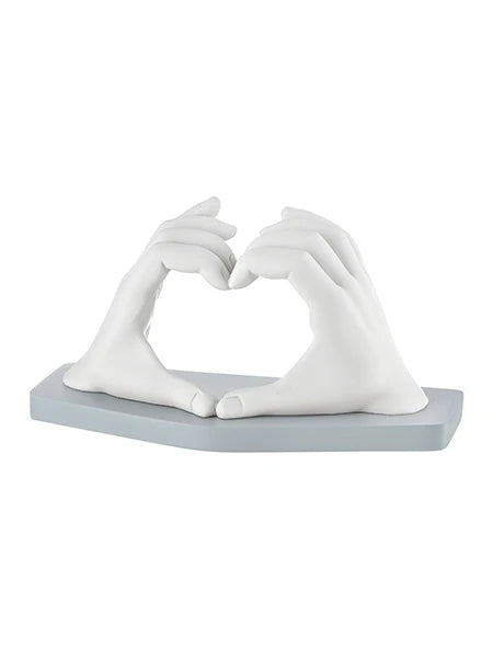 Scultura mani cuore, 16x9cm., misura piccola bianco base carta da zucchero. Bongelli