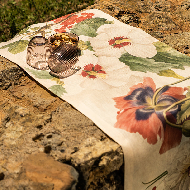 Runner puro lino, linea Garden eden, misura 50x150 cm. The napking