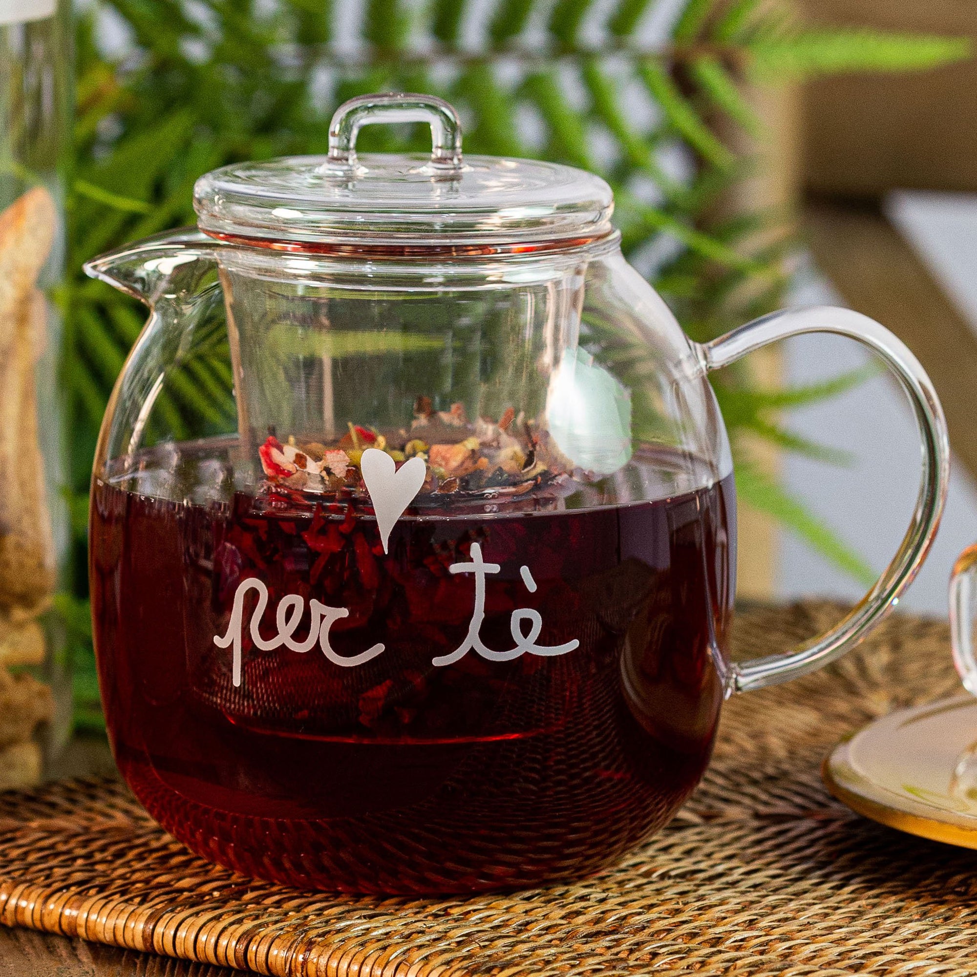Teiera piccola con infusore decoro "Per tè", trasparente. Simple day
