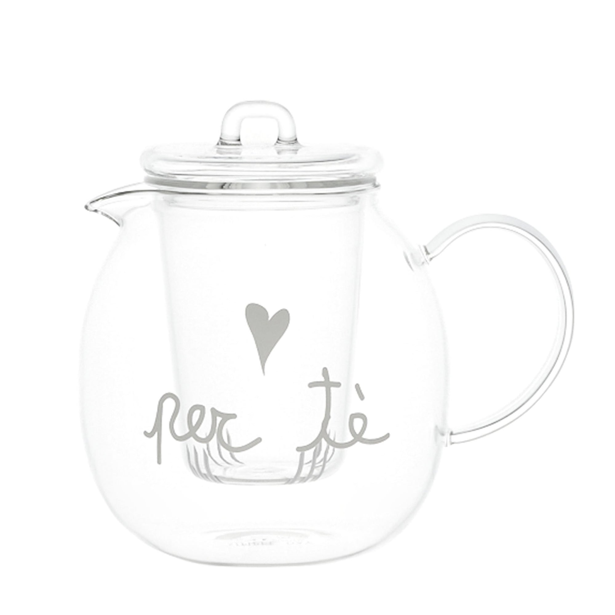 Teiera piccola con infusore decoro "Per tè", trasparente. Simple day
