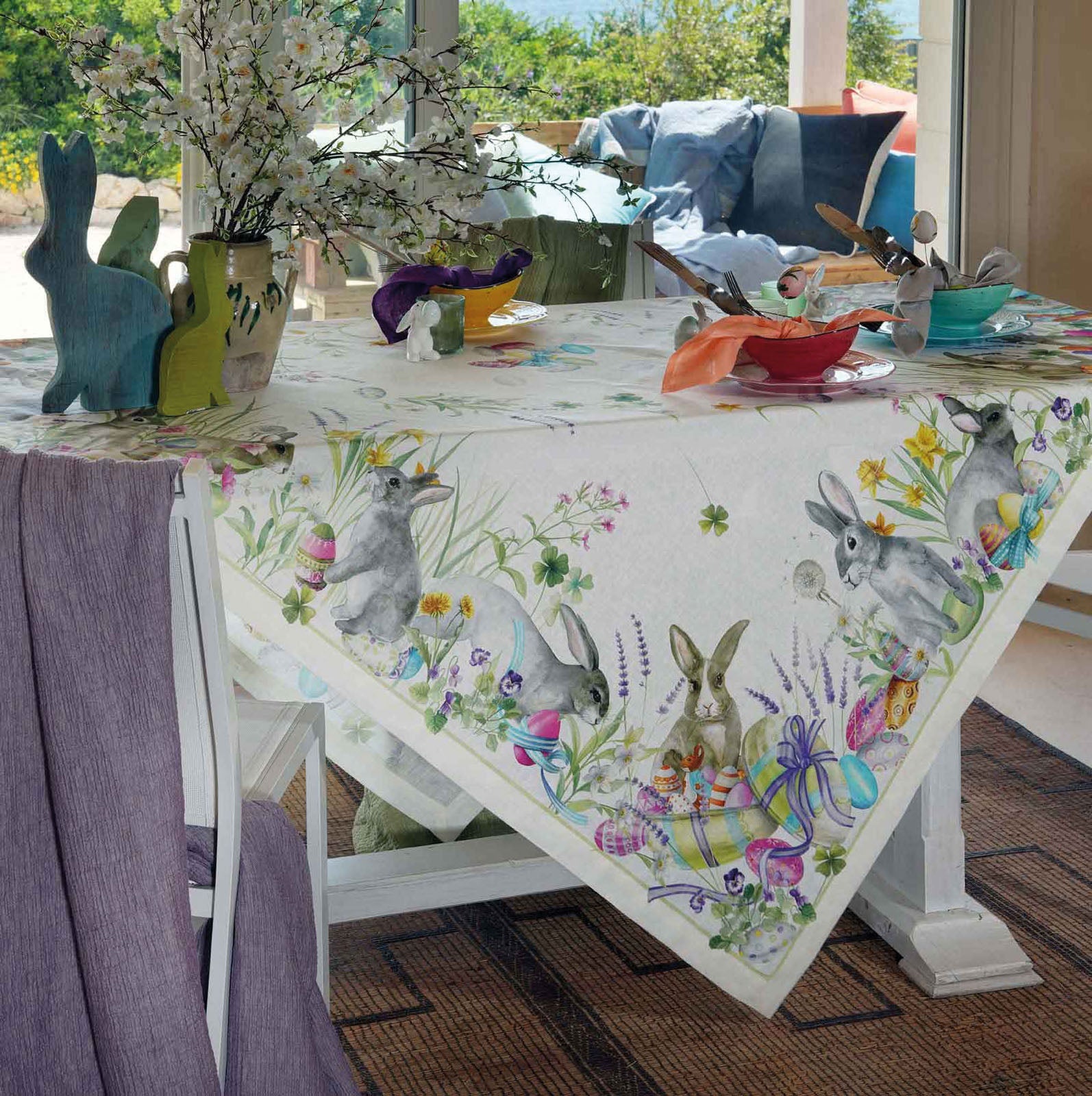 Tovaglia pasquale Roger 170x270 cm., 100% lino. Tessitura Toscana Telerie