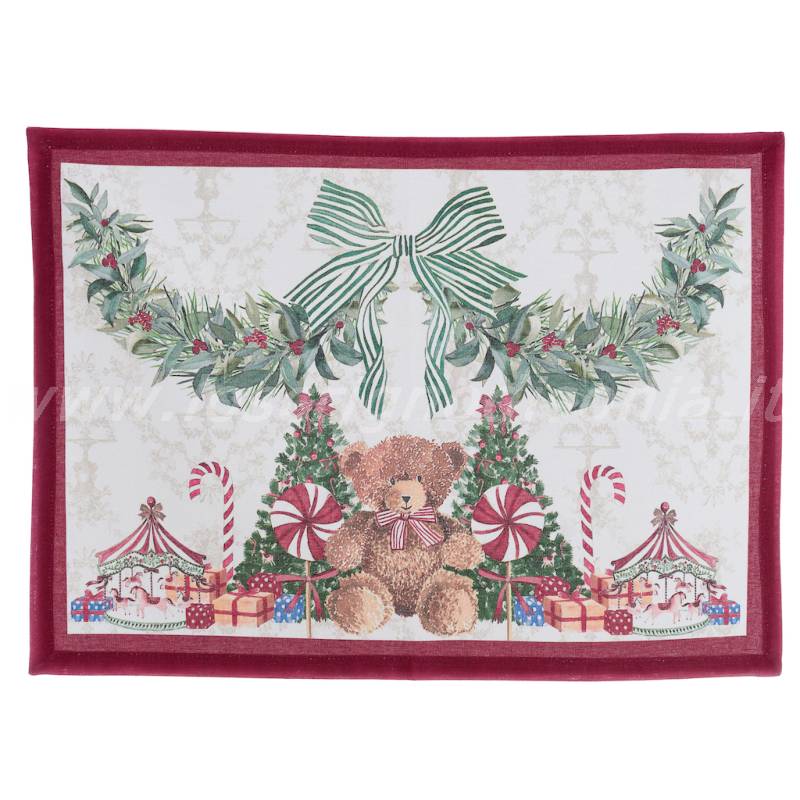 Tovaglietta natalizia Linea Teddy Bear 33x48 cm. Blanc Mariclò