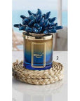 Candela grande 300 gr. con tappo anemone blu, bicolore, in porcellana Capodimonte. Melaverde