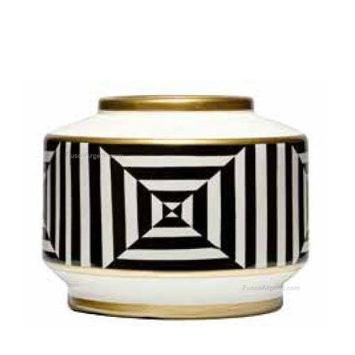 Vaso basso "Vogue", in Porcellana, colore bianco e nero. Marca Fade