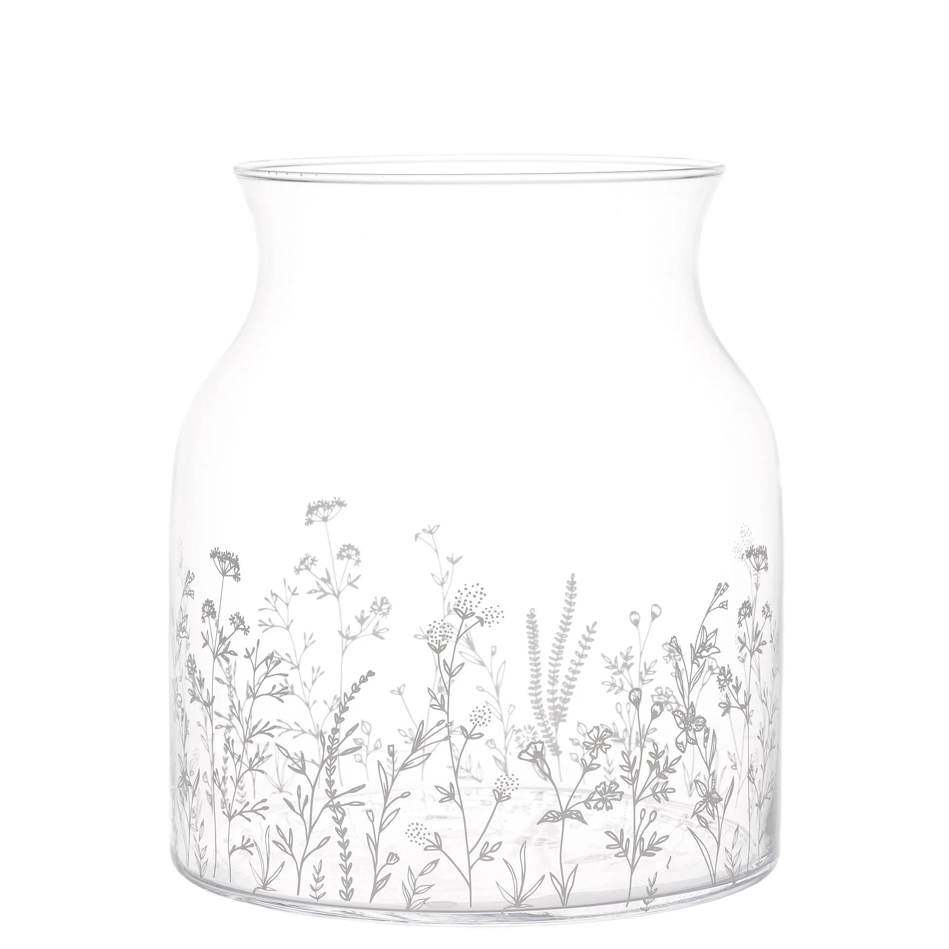 Vaso portafiori in vetro decoro Primavera, trasparente con scritta in bianco. Simple day