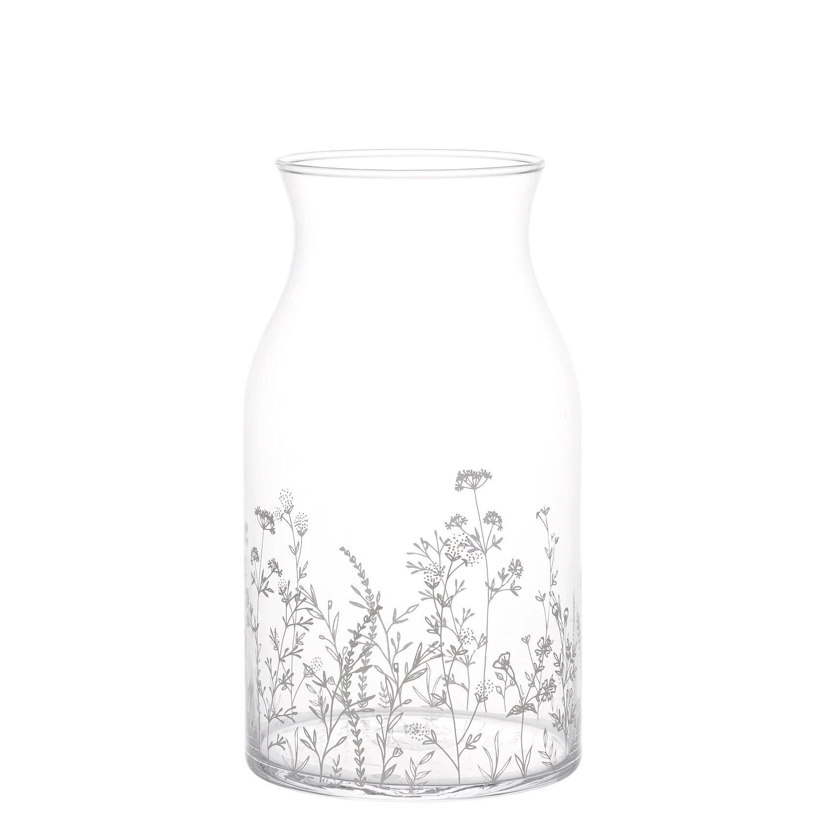Vaso portafiori in vetro decoro Primavera, trasparente con scritta in bianco. Simple day