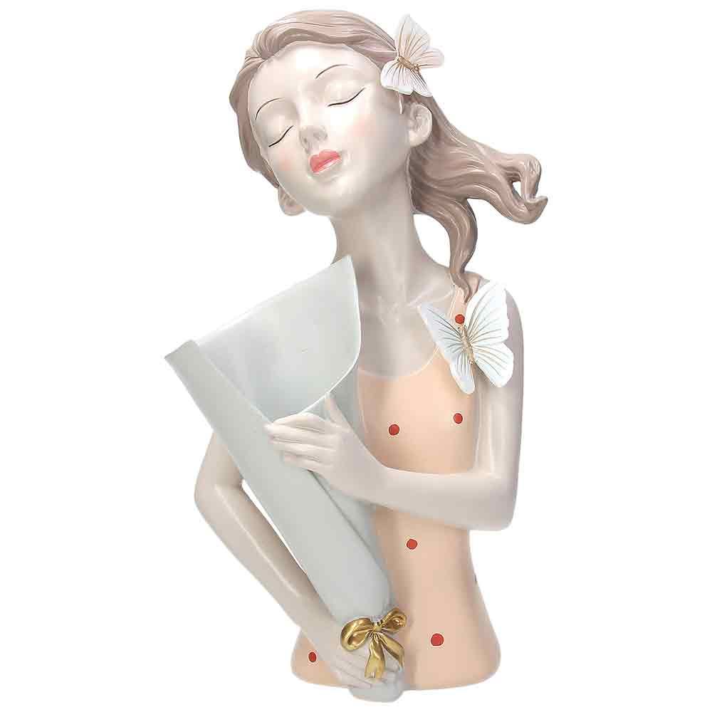 Statua Donna "Margherita" Linea Lolly Dolly con farfalle e vaso. Tognana