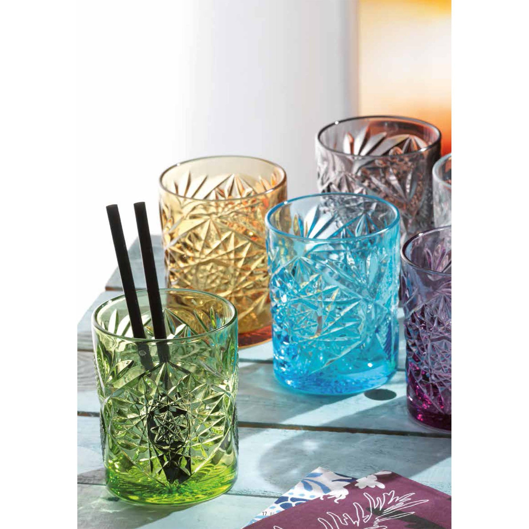 Bicchiere basso &quot;Vintage&quot;, in vetro, colore viola, set 6 pz. Fade