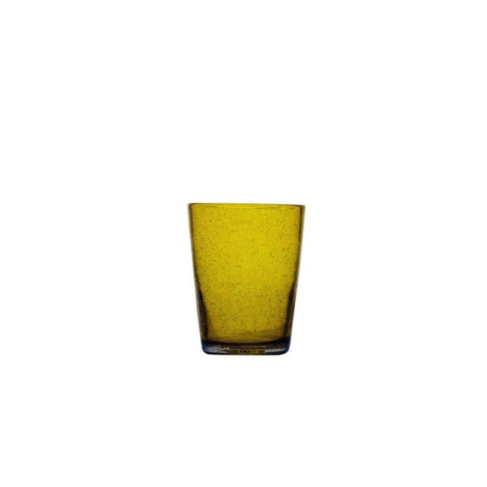 Bicchiere acqua "Memento" in vetro, colore giallo trasparente, set 6 pz. Serafino Zani