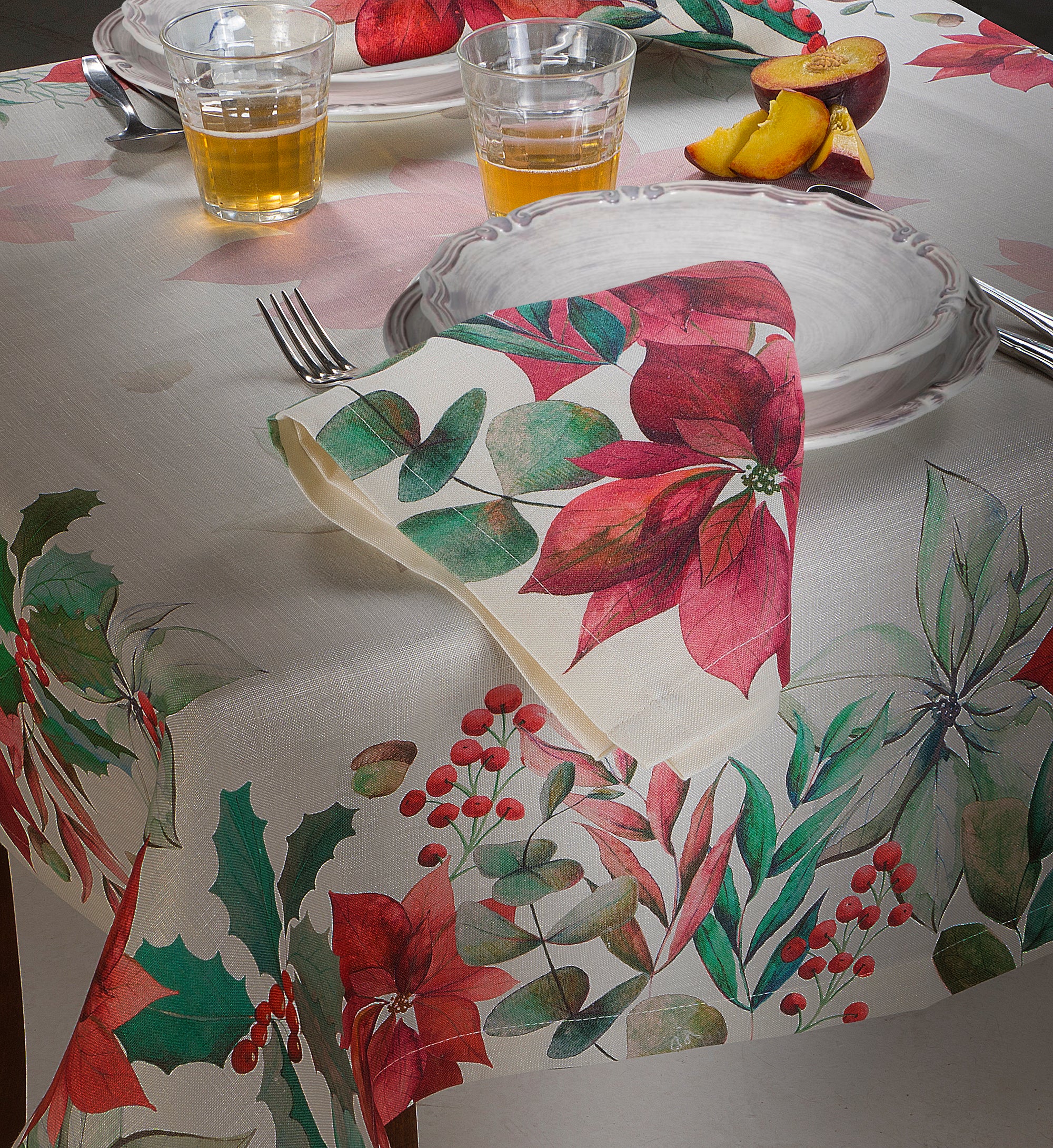 Set 4 tovaglioli puro lino, linea Yule, misura 40x40cm. The napking