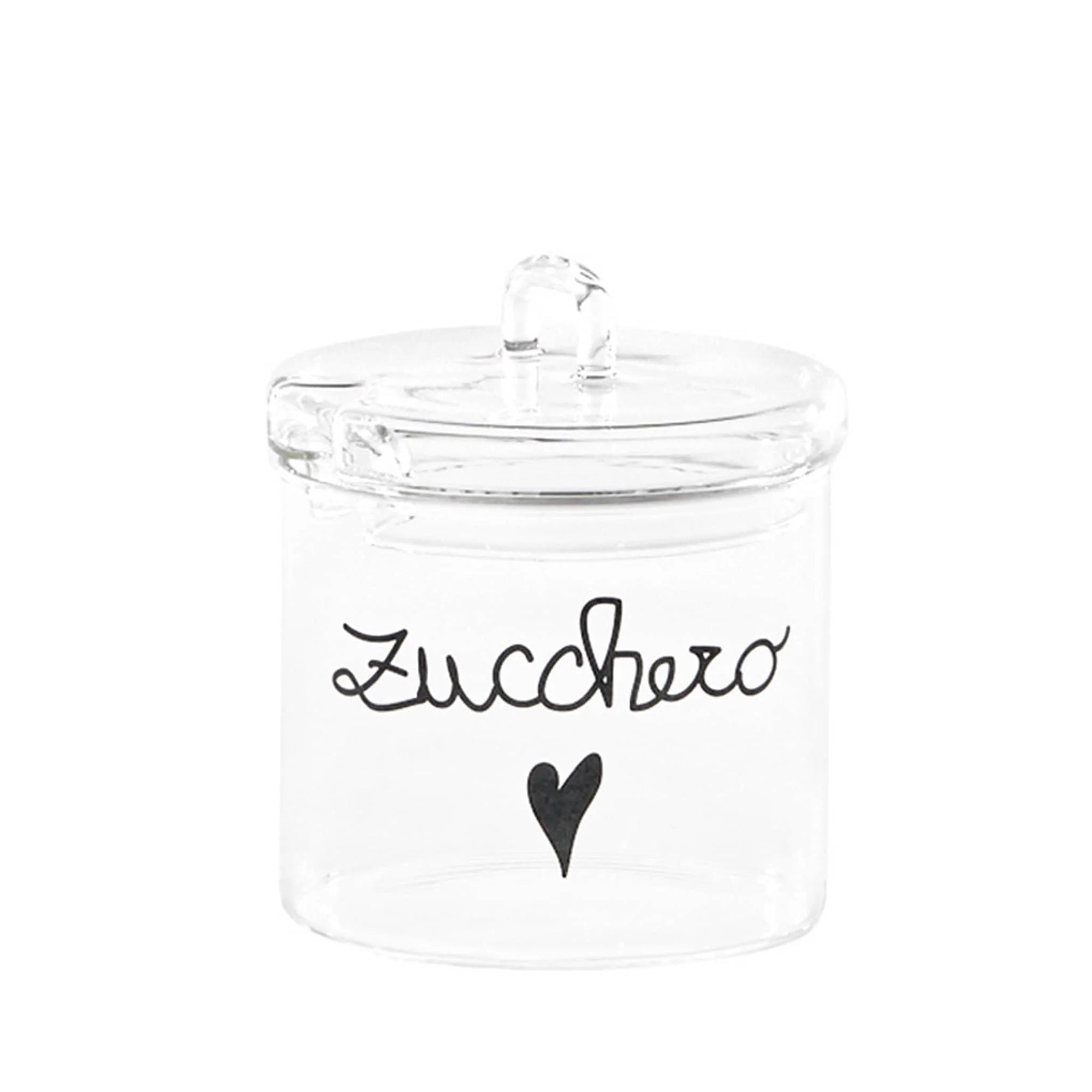 Zuccheriera in vetro borosilicato decoro "Zucchero" trasparente con scritta in nero. Simple day